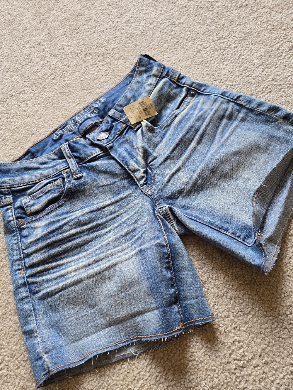 American Eagle Outfitters Distressed Medium Blue Denim Cutoff Shorts